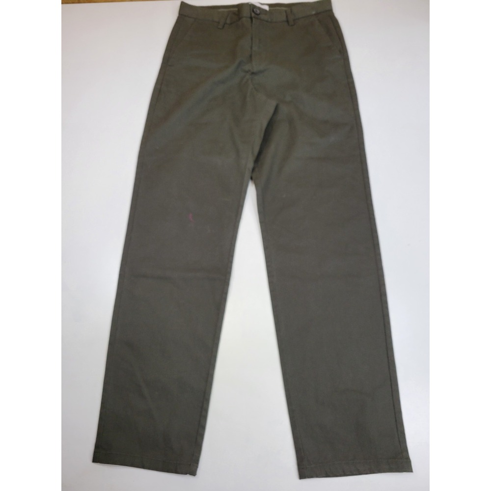 Primark Denim Co Mens Chino Pants 28x30 Slim Fit Olive Green Flat Front